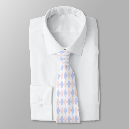 Cravate Lt Blue, Lt Pink, Wht Harlequin Diamond Pattern (Attaché)