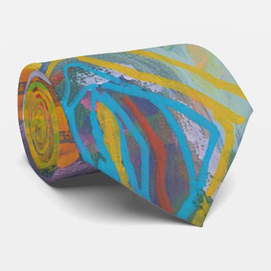 Cravate Lucid Dreamer rose arc-en-ciel Abstrait peinture A (Roulé)