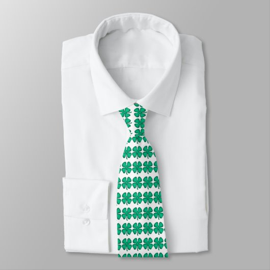Cravate Lucky 4 Leaf Irish Clover col blanc (Attaché)