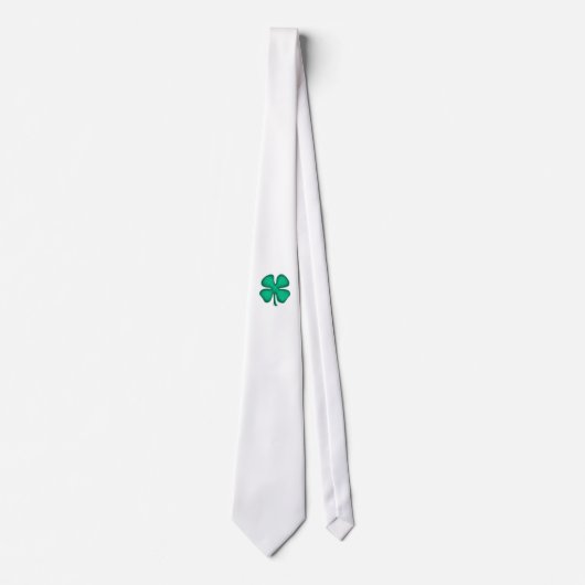 Cravate Lucky 4 Leaf Irish Clover col blanc (Devant)