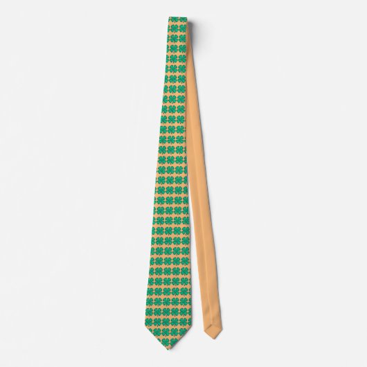 Cravate Lucky 4 Leaf Irish Clover tan necktie (Devant)