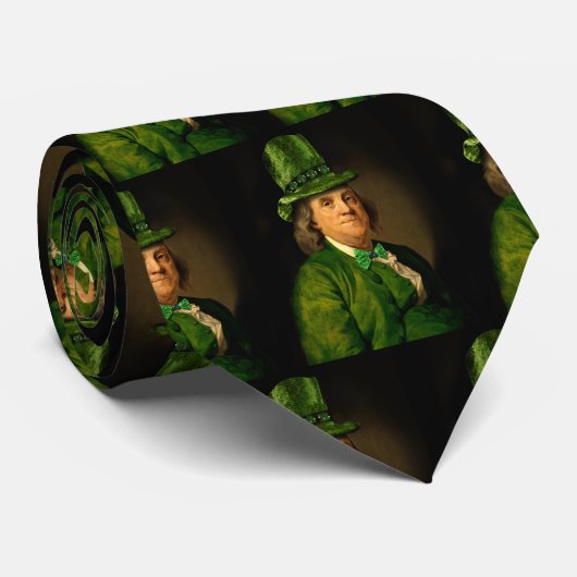 Cravate Lucky Ben Franklin Saint Patrick's Day (Roulé)