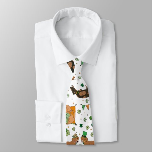 Cravate Lucky Dachshunds Clovers St. Patrick's Day (Attaché)