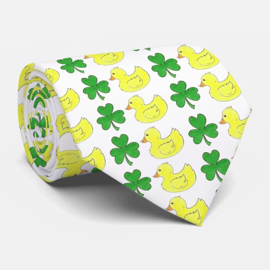 Cravate Lucky Duck St. Patrick's Day Shamrock Rubber Ducky (Roulé)