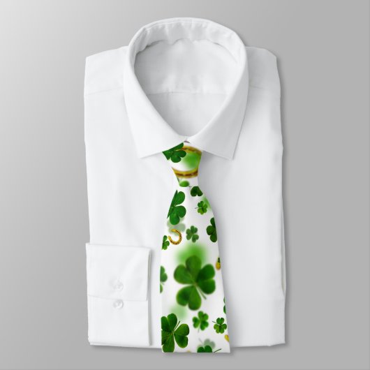 Cravate Lucky Four Leaf Horseshoe Green St. Patrick (Attaché)