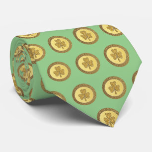 Cravate Lucky Irish Shamrock Gold Coin