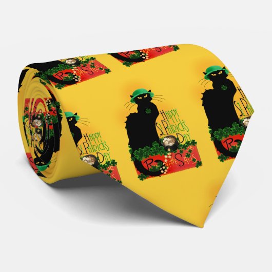 Cravate Lucky Le Conversation Noir Saint Patrick's Day (Roulé)