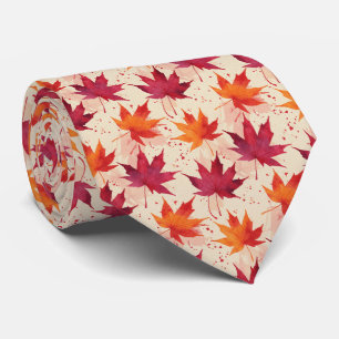 Cravate Lueur joyeuse de coucher de soleil Feuille d'érabl