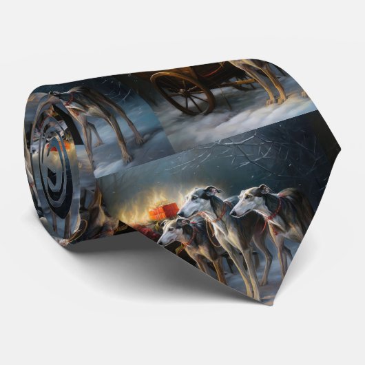 Cravate Luge enneigée Greyhound Décor de Noël (Roulé)