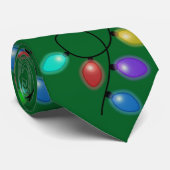 Cravate Lumières De Noël Géantes Sur Vert (Roulé)