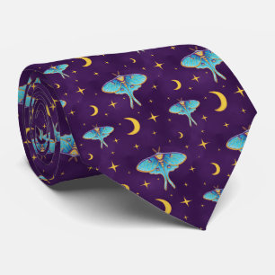 Cravate Luna Moth Céleste Lune & Étoiles Violet