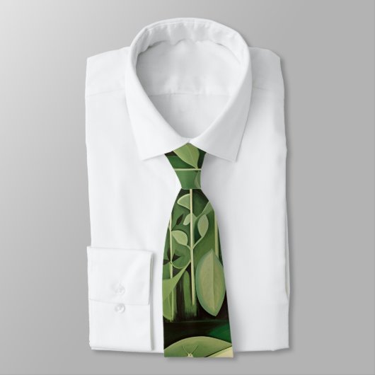 Cravate Luna Moth et fleurs - Vert et Crème (Attaché)