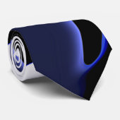 Cravate Lune bleue : Bleu Abstrait, Blanc & Noir (Roulé)