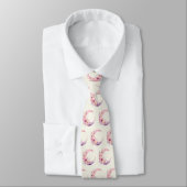 Cravate Lune rose Croissant avec Jolie Fleurs Motif (Attaché)