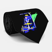 Cravate Lunettes de soleil de batteur bleues et graphique (Roulé)