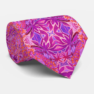 Cravate Lupine Flower Boho Bohemian Arabesque Motif rose