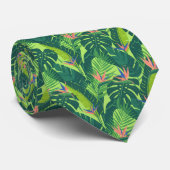 Cravate Lush Vibrant Tropical Leaf Monstera and Palm (Roulé)