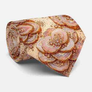 Cravate Luxe Faux Soie Col Rose Gold Geode