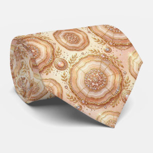 Cravate Luxe Faux Soie Col Rose Gold Geode
