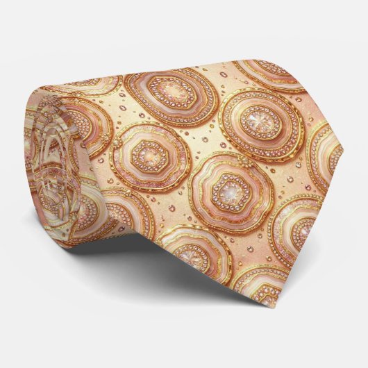 Cravate Luxe Faux Soie | Col Rose Gold Geode (Roulé)
