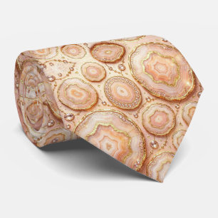 Cravate Luxe Faux Soie Col Rose Gold Geode