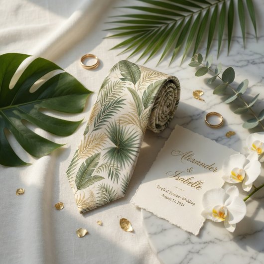 Cravate Luxe Feuille de Palmier Tropical