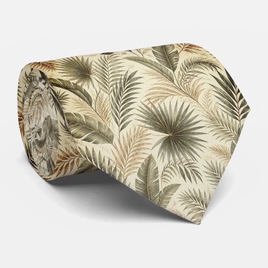 Cravate Luxe Feuille de Palmier Tropical (Roulé)