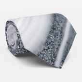 Cravate Luxe Grey Silver Parties scintillant Abstrait Crav (Roulé)