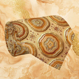 Cravate Luxe Soie Façon Camel + Col Necktie Geode Or