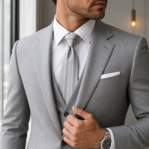 Cravate Luxueux bleu ardoise et jacquard à côtes gris pous