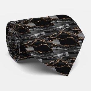 Cravate Luxueux Faux Glitter Or Noir Faux Soie