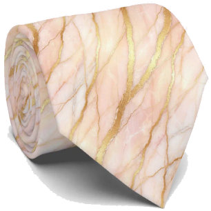 Cravate Luxueux Lien de Pierre Marbre Rose Gold et Or