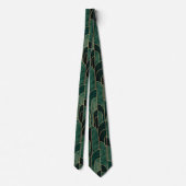 Cravate Luxueux Motif Art déco Vert et Or (Dos)
