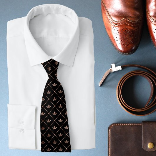 Cravate Luxueux Rose Gold Crown Motif Moderne Design