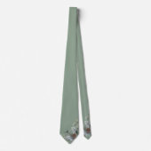 Cravate Luxueux Silence Monogramme Botanique Sage Vert Mar (Devant)