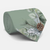 Cravate Luxueux Silence Monogramme Botanique Sage Vert Mar (Roulé)