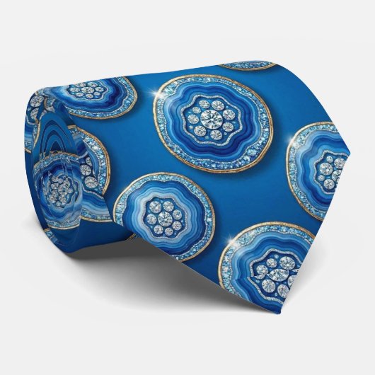 Cravate Luxury Faux Soie | Col Ocean Blue Geode (Roulé)