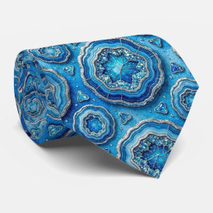 Cravate Luxury Faux Soie Col Ocean Blue Geode