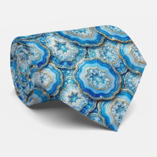 Cravate Luxury Faux Soie Col Ocean Blue Geode