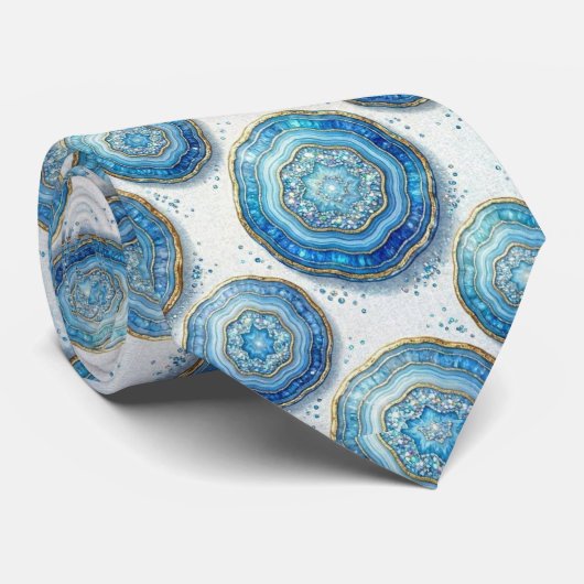 Cravate Luxury Faux Soie | Col Ocean Blue Geode (Roulé)