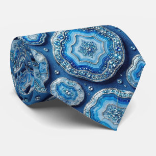 Cravate Luxury Faux Soie Col Ocean Blue Geode