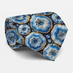 Cravate Luxury Faux Soie Col Ocean Blue Geode