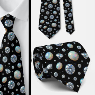 Cravate Luxury Faux Soie Diamant Opale Gentleman