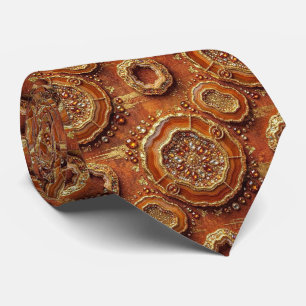 Cravate Luxury Faux Soie Tie de cou Rust + Geode Or