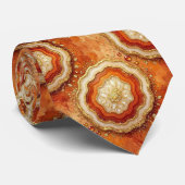 Cravate Luxury Faux Soie | Tie de cou Rust + Geode Or (Roulé)