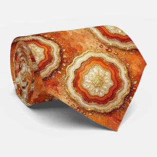 Cravate Luxury Faux Soie   Tie de cou Rust + Geode Or