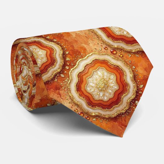 Cravate Luxury Faux Soie | Tie de cou Rust + Geode Or (Roulé)