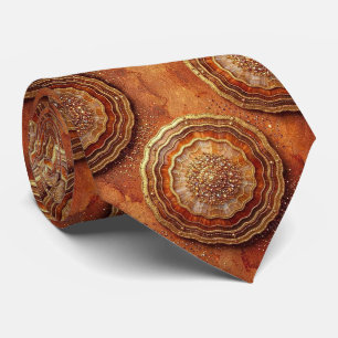 Cravate Luxury Faux Soie Tie de cou Rust + Geode Or