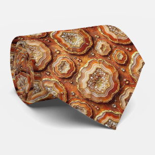 Cravate Luxury Faux Soie Tie de cou Rust + Geode Or