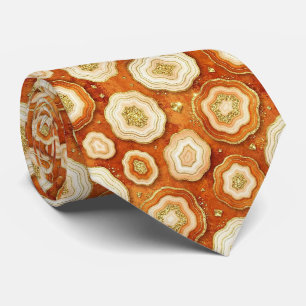 Cravate Luxury Faux Soie   Tie de cou Rust + Geode Or